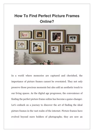 How To Find Perfect Picture Frames Online?