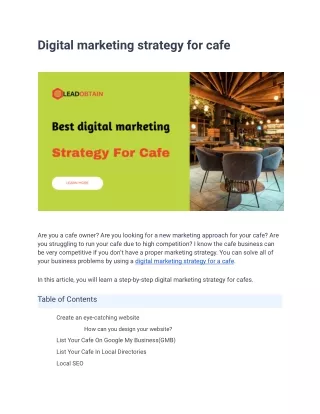Digital marketing strategy for cafe - PDF