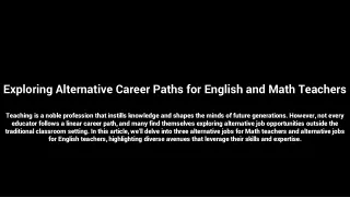 exploring alternative career paths for english