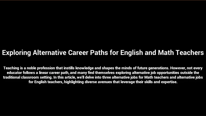exploring alternative career paths for english