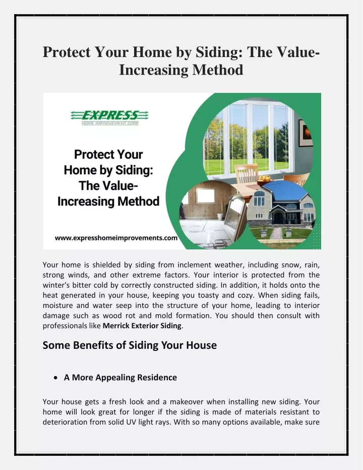 protect your home by siding the value increasing