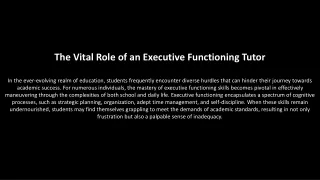 the vital role of an executive functioning tutor