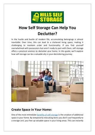 How Self Storage Can Help You Declutter