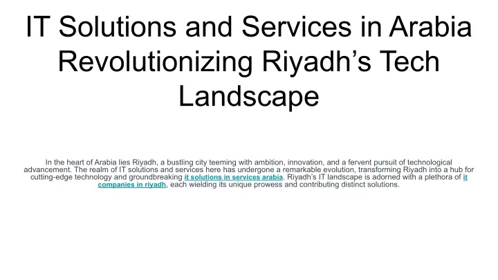 it solutions and services in arabia