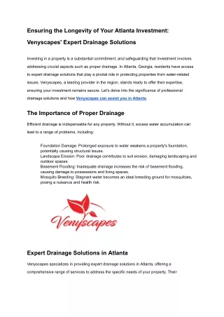 Ensuring the Longevity of Your Atlanta Investment_ Venyscapes' Expert Drainage Solutions-venyscapes.com