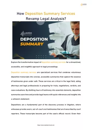 How Deposition Summary Services Revamp Legal Analysis?