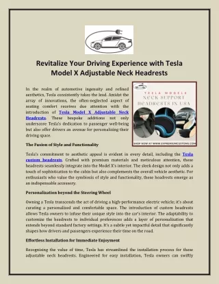 Revitalize Your Driving Experience with Tesla Model X Adjustable Neck Headrests