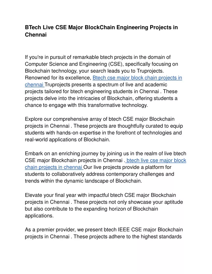 btech live cse major blockchain engineering