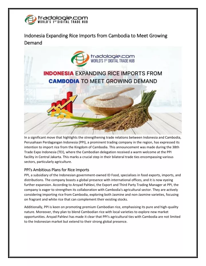 indonesia expanding rice imports from cambodia