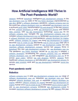 How Artificial Intelligence Will Thrive In The Post-Pandemic World