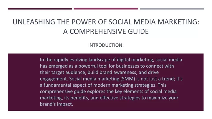unleashing the power of social media marketing