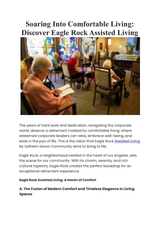 Soaring Into Comfortable Living- Discover Eagle Rock Assisted Living