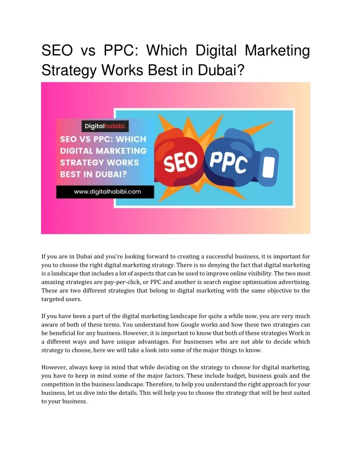 seo vs ppc which digital marketing strategy works