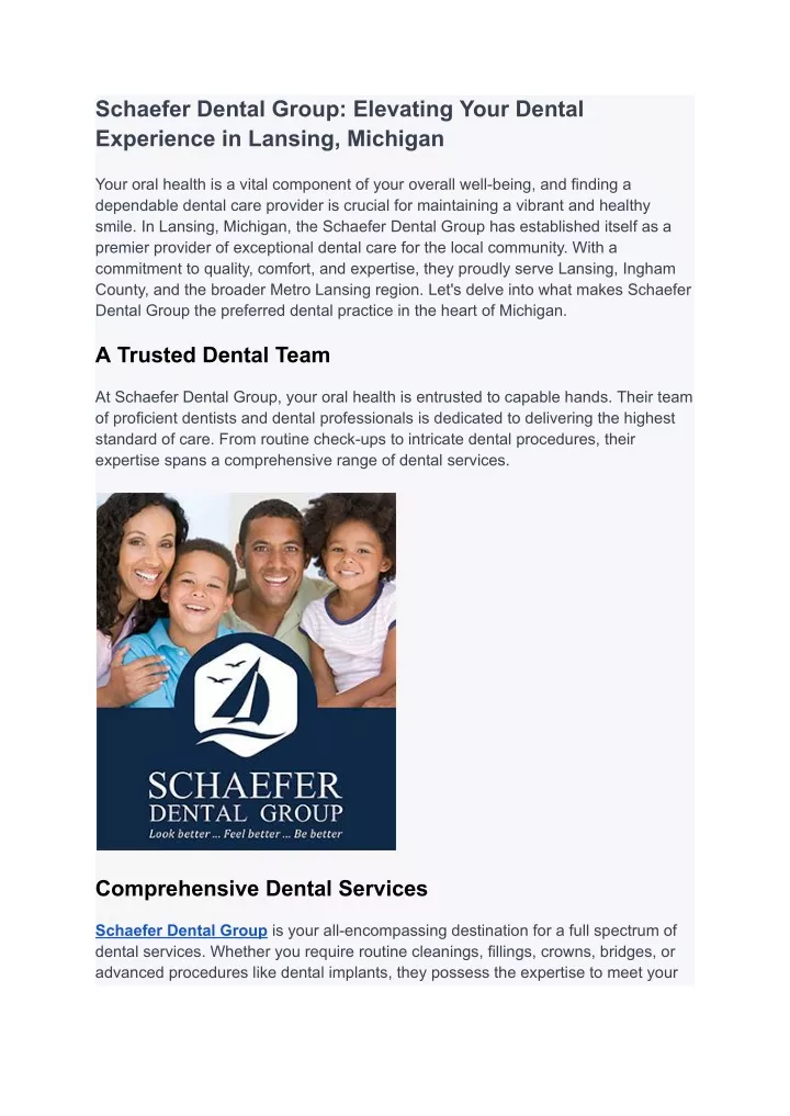 schaefer dental group elevating your dental