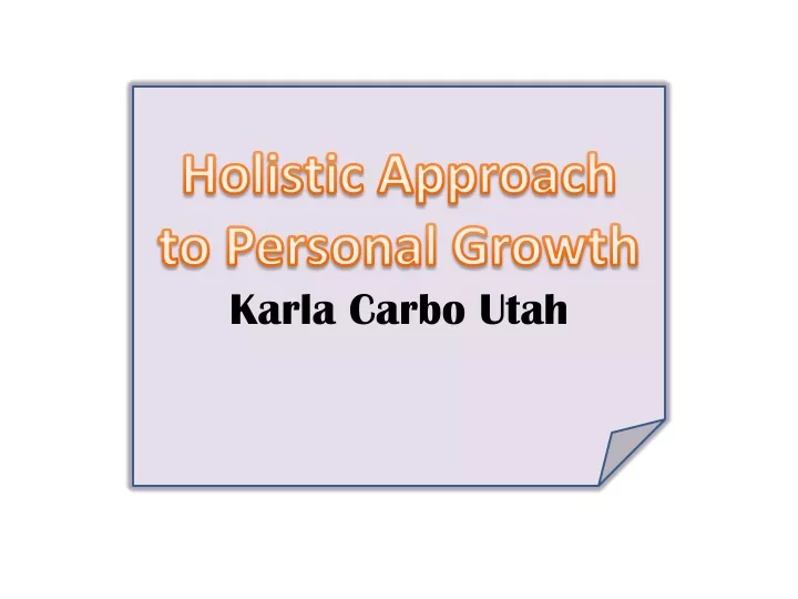 holistic approach to personal growth karla carbo