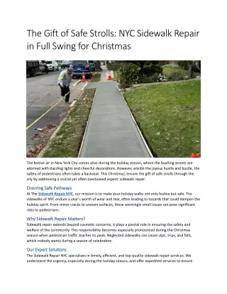 The Gift of Safe Strolls: NYC Sidewalk Repair in Full Swing for Christmas