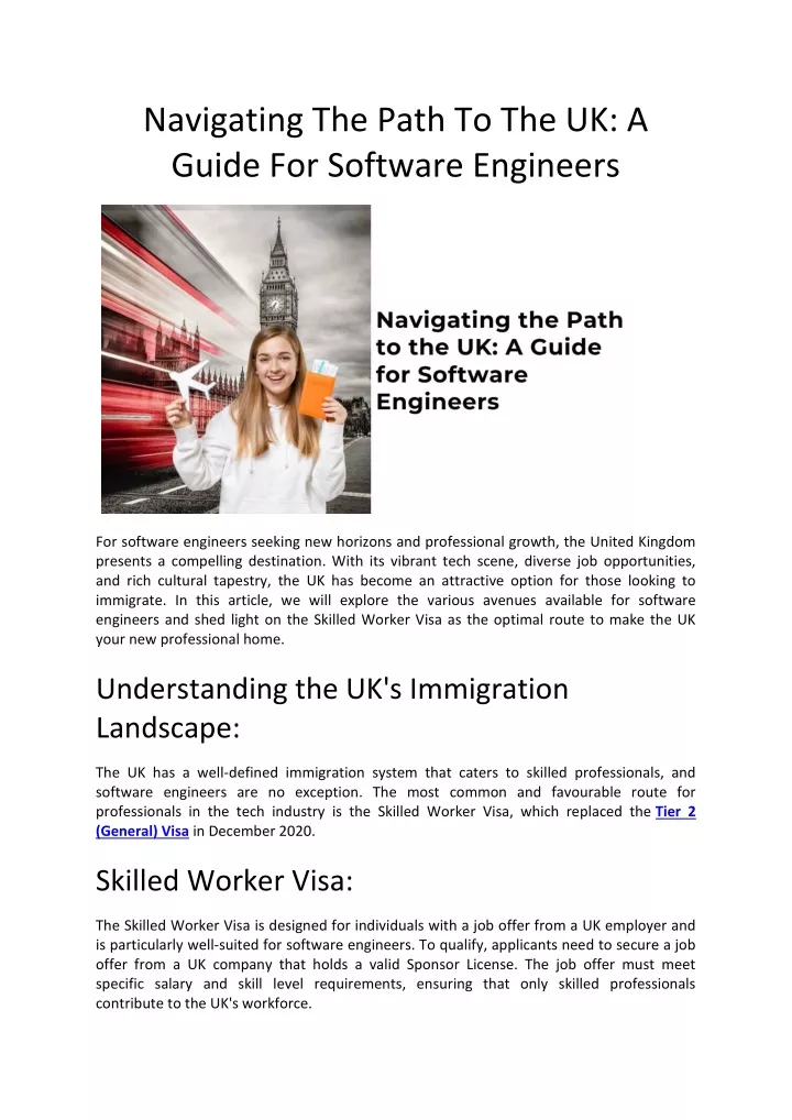 PPT - Navigating The Path To The UK A Guide For Software Engineers 