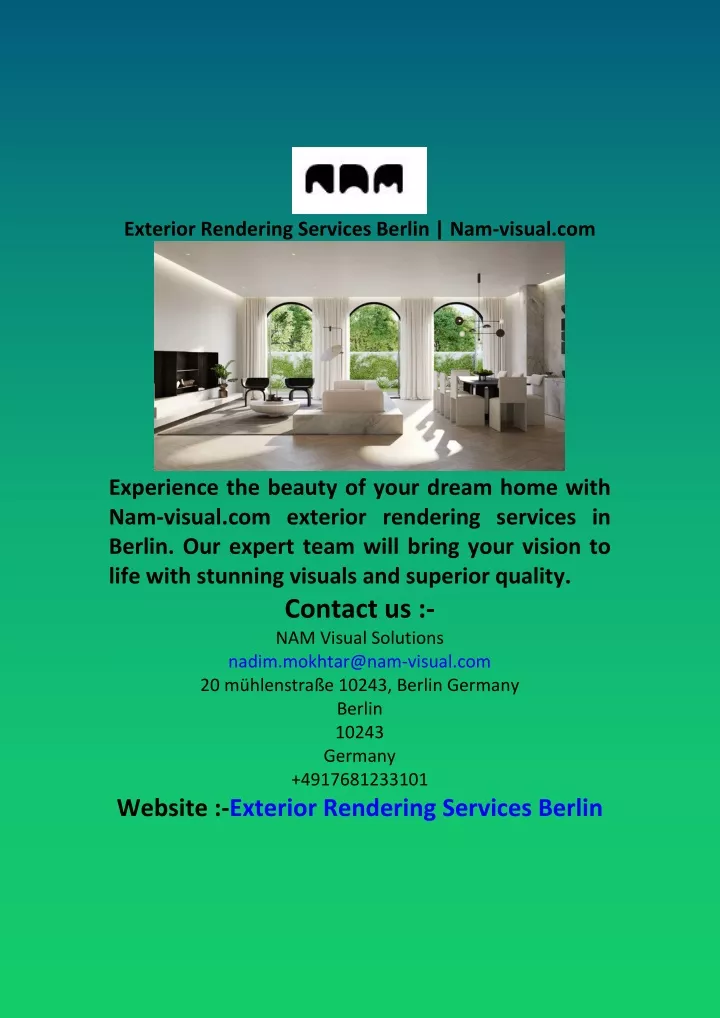exterior rendering services berlin nam visual com