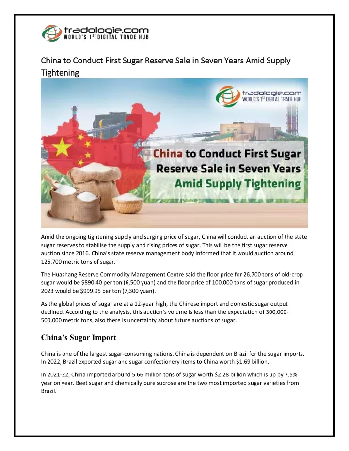 china to conduct first sugar reserve sa china