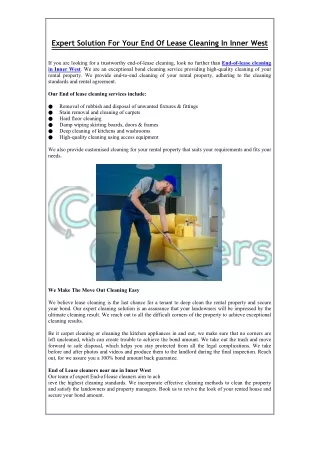 expert solution for your end of lease cleaning