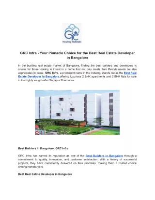 grc infra your pinnacle choice for the best real