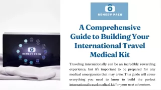 A Comprehensive Guide to Building Your International Travel Medical Kit