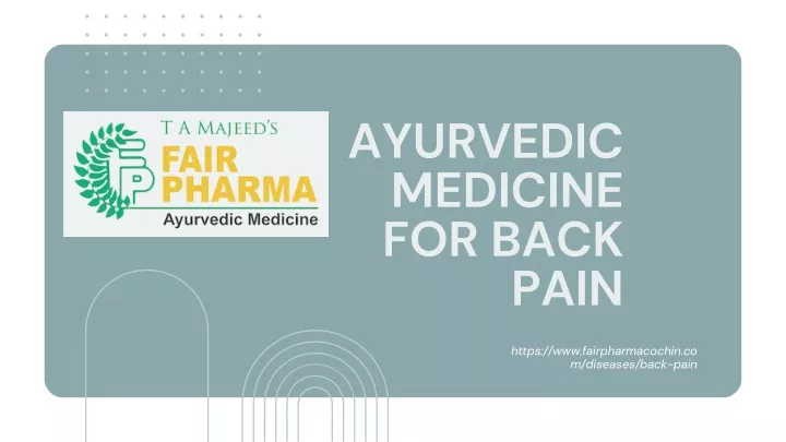 ayurvedic medicine for back