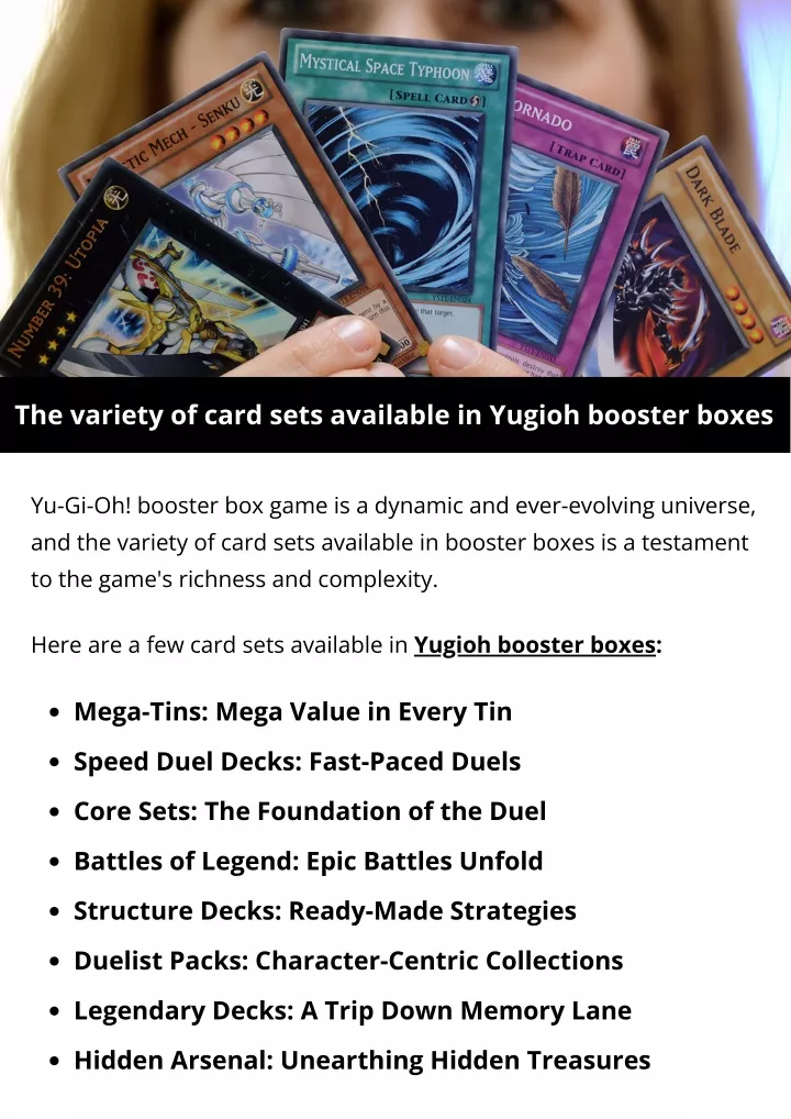 the variety of card sets available in yugioh