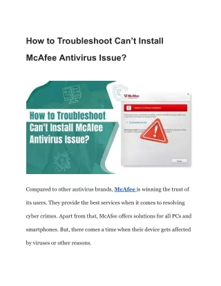 How to Troubleshoot Can't Install McAfee Antivirus Issue?
