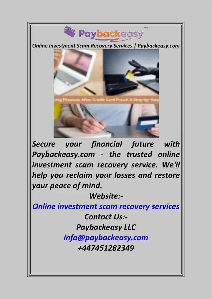 online investment scam recovery services