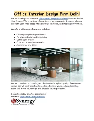 Office Interior Design Firm Delhi