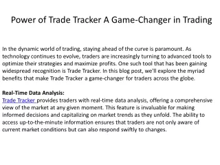 Power of Trade Tracker A Game-Changer in Trading