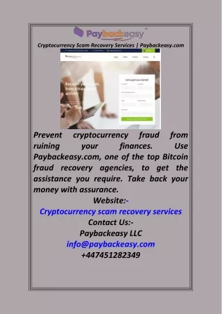 cryptocurrency scam recovery services paybackeasy