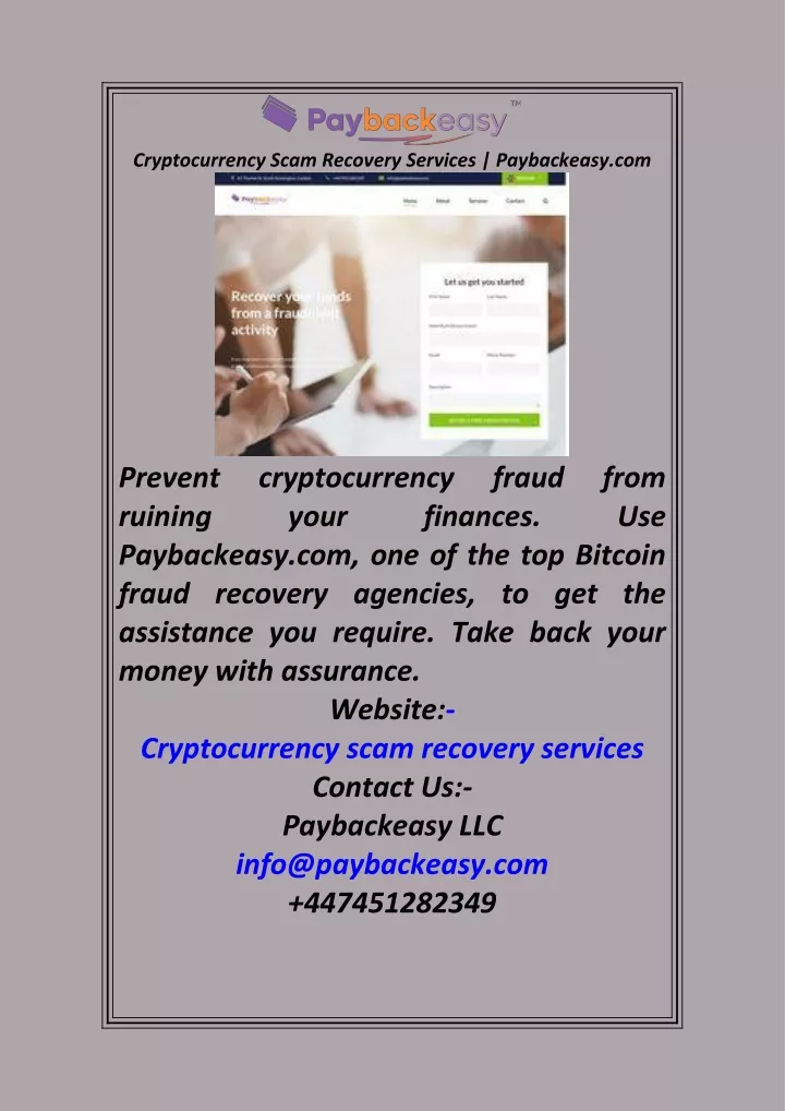 cryptocurrency scam recovery services paybackeasy