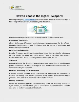 How to Choose the Right IT Support?