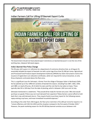 indian indian farmers call for lifting of basmati