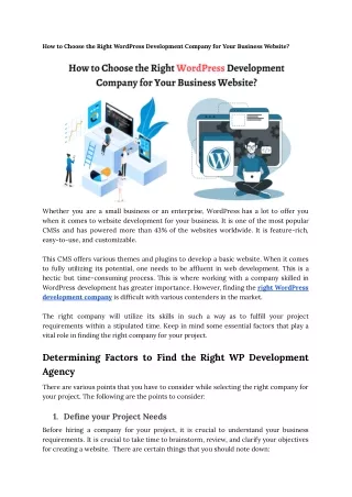 How to Choose the Right WordPress Development Company for Your Business Website