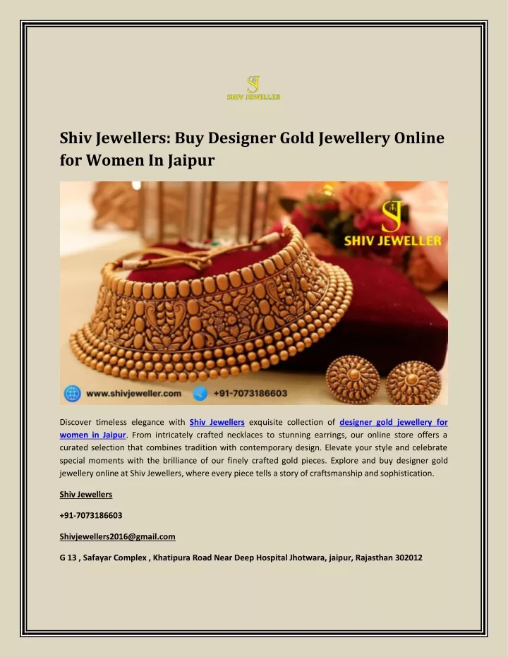 shiv jewellers buy designer gold jewellery online