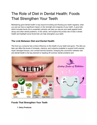 The Role of Diet in Dental Health_ Foods That Strengthen Your Teeth