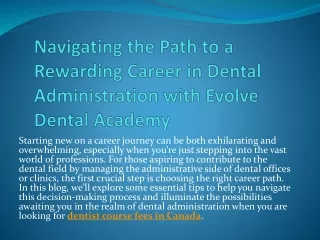 navigating the path to a rewarding career in dental administration with evolve dental academy