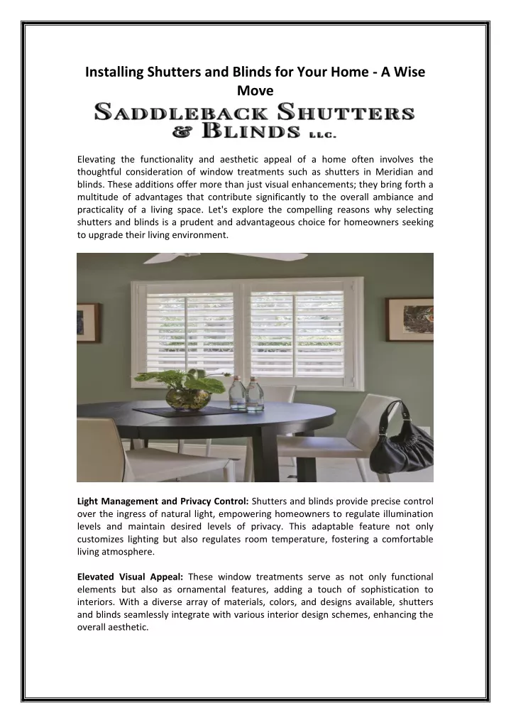 installing shutters and blinds for your home