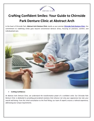 Crafting Confident Smiles: Your Guide to Chirnside Park Denture Clinic at Abstra