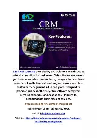 the crm software provided by 3sd solutions stands