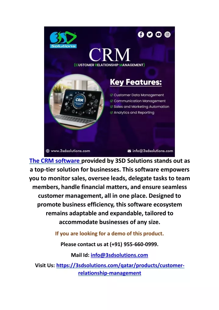 the crm software provided by 3sd solutions stands
