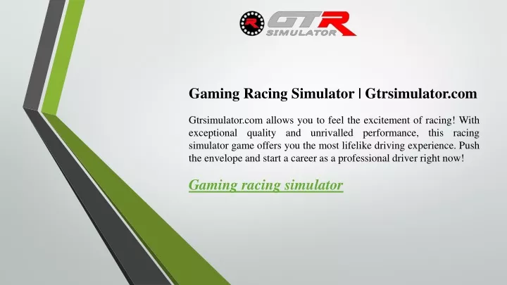 gaming racing simulator gtrsimulator