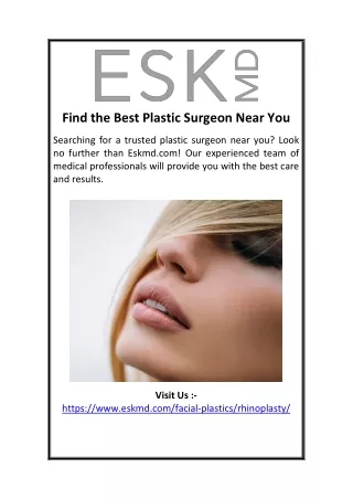 Find the Best Plastic Surgeon Near You