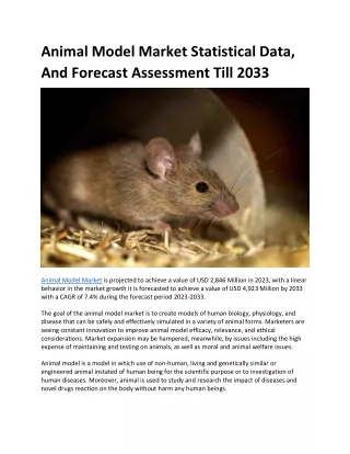 animal model market statistical data and forecast