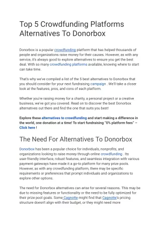 top 5 crowdfunding platforms alternatives