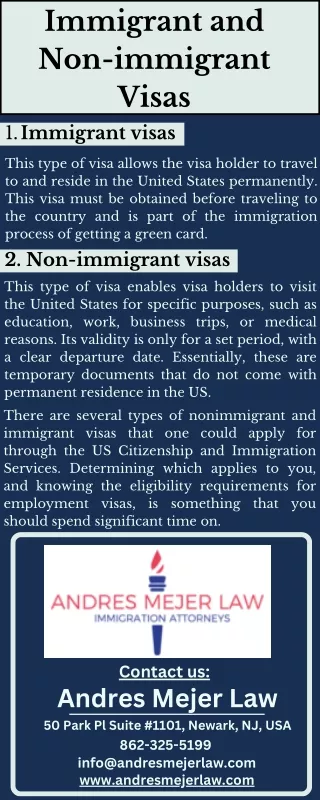 Immigrant and Non-immigrant Visas