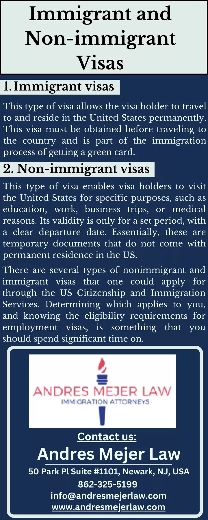 immigrant and non immigrant visas immigrant visas